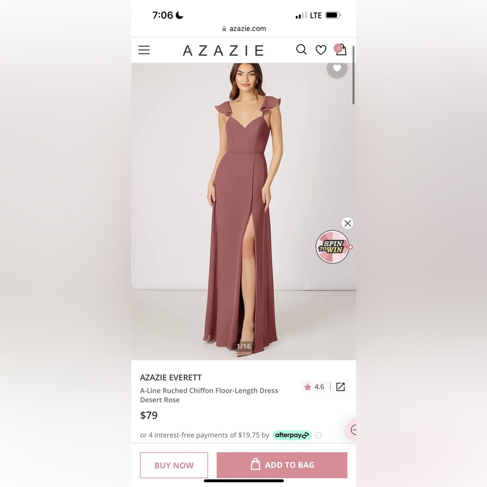 NWT desert rose Azazie dress ! Beautiful!